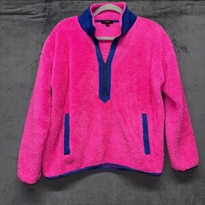 J. Crew Bright Pink Superplus Sherpa 1/2 Zip Pullover Jacket‎ SZ S